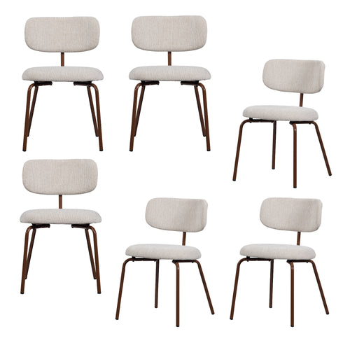 WOOOD eetkamerstoelen Travis - Polyester - Off White - Set van 6