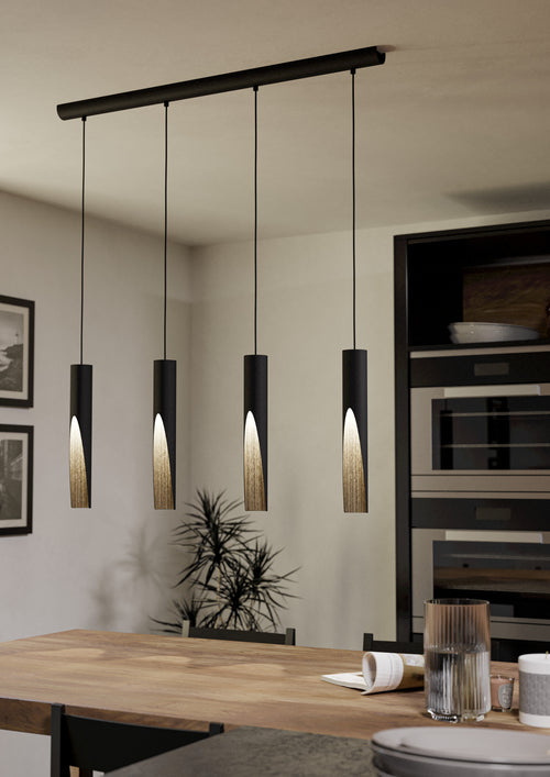 EGLO hanglamp Barbotto - gu10 - 92,5 cm - zwart/bruin - staal