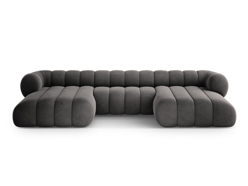 Cosmopolitan Design Panoramische bank Koge 6-zits, flueel grijs - 165x348x70cm