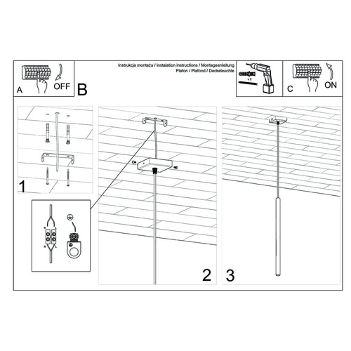 Sollux Lighting Hanglamp PASTELO 1 beton - 3,5x3,5x120cm