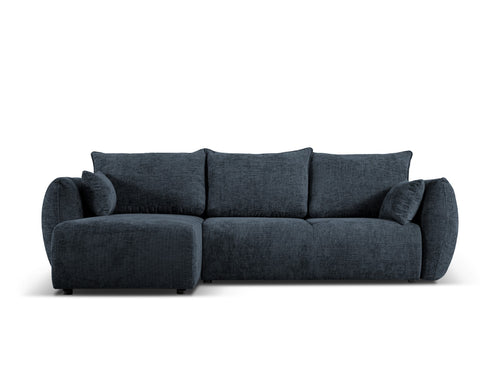 Cosmopolitan Design Uitklapbare hoekbank links met opbergdoos Matera 4-zits, chenille, koningsblauw - 173x253x86cm