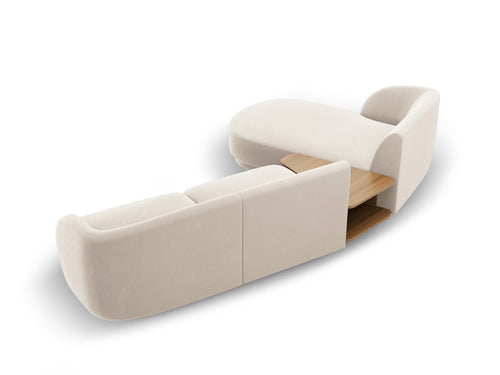 Micadoni linker modulaire bank Miley 3-zits, flueel, lichtbeige - 178x303x70cm