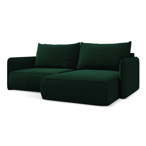 LaMiaSofa hoekbank rechts Palermo - velours - flessengroen - 207x148x86