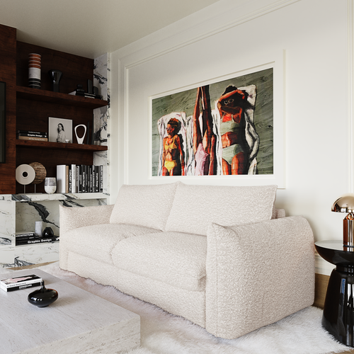 Premium Interiors - Snel uitklapbare slaapbank ICON - bouclette crème 228cm