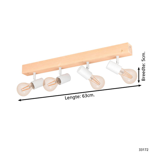 EGLO spot Townshend 3 - e27 - 63 cm - bruin/wit