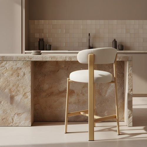 DÉJA Living Barstoel Märsta - Beige/Naturel Stof - Zithoogte 67cm - Set van 2 - vtwonen shop