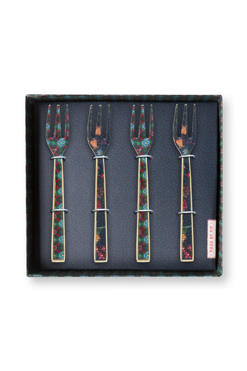 Pip Studio - Berry Blues - Set van 4 Gebaksvorkjes Emaille - 14,5cm