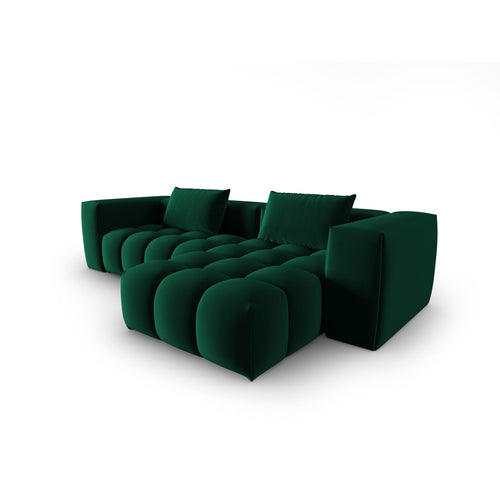 Cosmopolitan Design - Modulaire hoekbank rechts Verona 3-zits, flueel flessengroen - 145x260x70cm