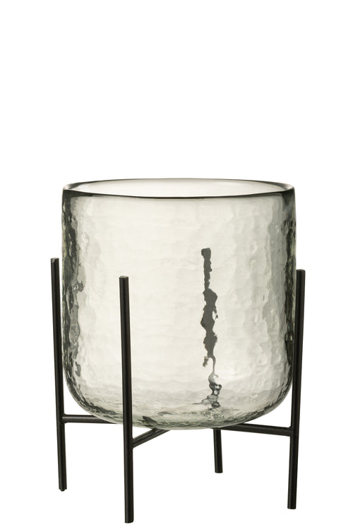 J-Line windlicht Staand - kaarshouder - glas/ijzer - transparant - large - vtwonen shop