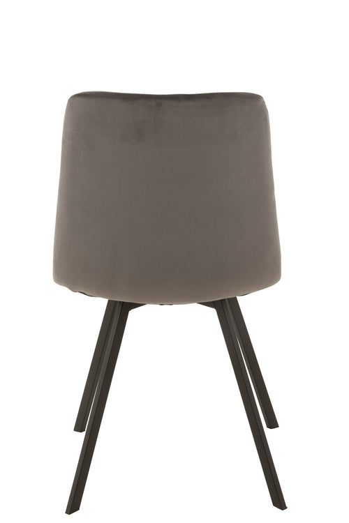 J-Line stoel Morgan - textiel/metaal - grijs - 2 stuks