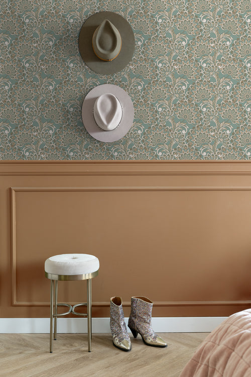 ESTAhome behang vintage bloemen vergrijsd groen - 50 x 900 cm - 131088 - vtwonen shop