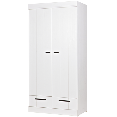 WOOOD kast 2-deurs met lade Connect - Grenen - Wit - 195x94x53 - vtwonen shop