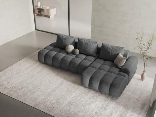 Cosmopolitan Design Converteerbare hoekbank rechts met opbergdoos Linz 3-zits, structurele stof grijs - 142x275x84cm