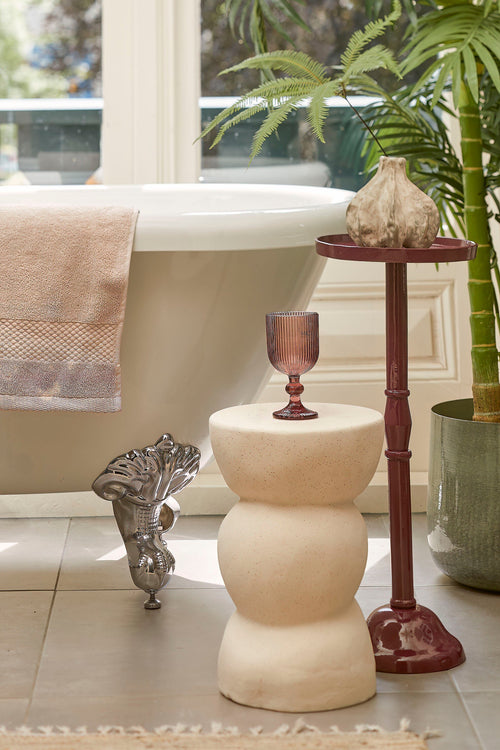 Mica Decorations  Screw Bijzettafel - L26 x B26 x H37 cm - Keramiek - Off White - vtwonen shop