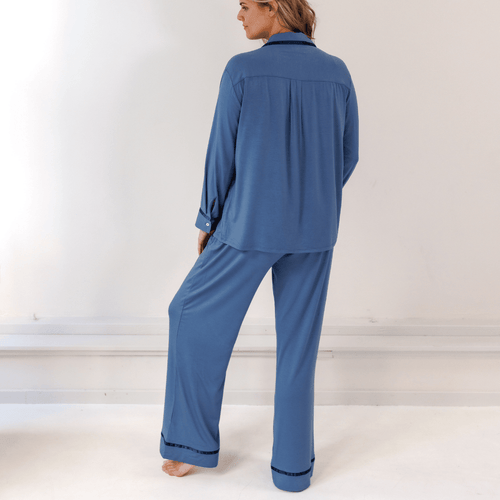 Coco & Cici - TENCEL Pyjama Broek Dames Donker Blauw - M