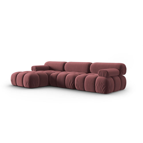 Cosmopolitan Design - Modulaire hoekbank links Cortina 4-zits, flueel roze - 155x282x70cm