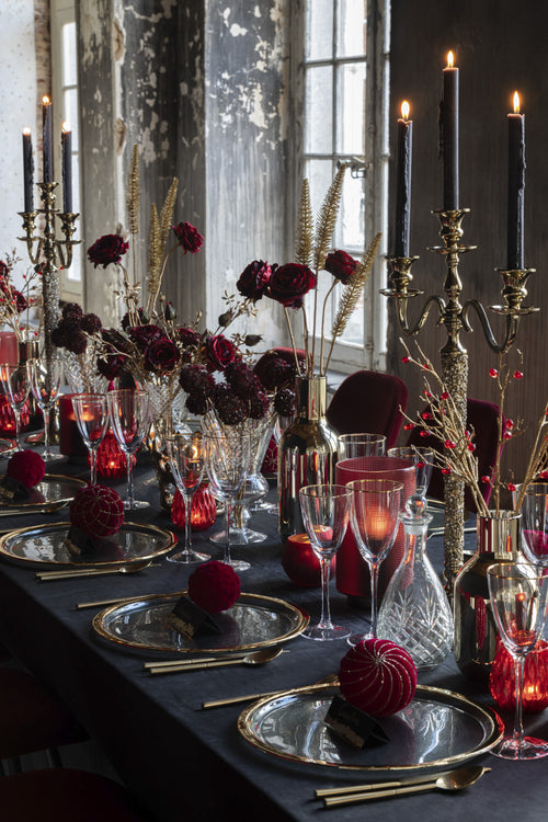 J-Line glas rode wijn Gouden Rand - glas - transparant/goud - 4 stuks - vtwonen shop