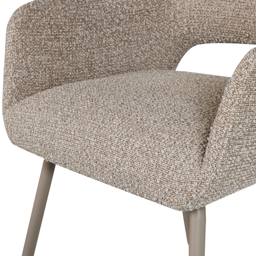 WOOOD eetkamerstoel Jenny - Bouclé - Zand Melange - Set Van 2 - 80x58x58