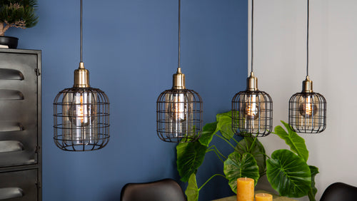 EGLO hanglamp Chisle - e27 - 130 cm - glas - zwart/amber
