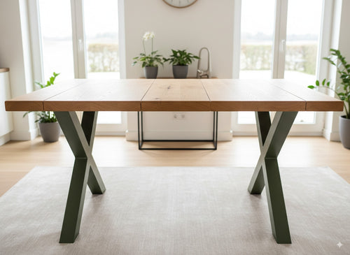 MaximaVida metalen X-poot tafel onderstel New York olijfgroen gecoat - per 2 stuks - vtwonen shop