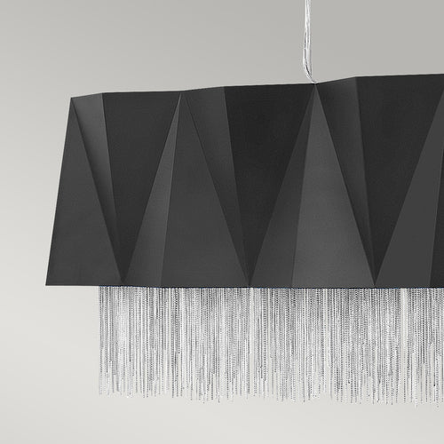 Elstead Zuma 6-lichts hanglamp, satijnzwart, zilver, E27