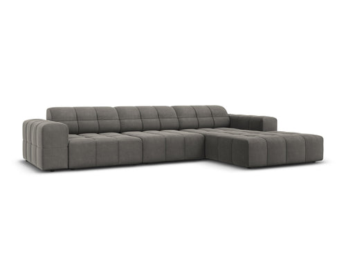 Cosmopolitan Design rechter hoekbank Chicago 4-zits, flueel lichtgrijs - 167x294x78cm
