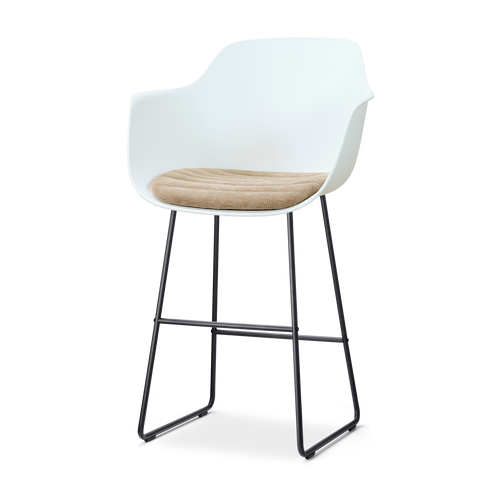 Nolon Nino-Liz barkruk wit met nougatbruin zitkussen - zwart onderstel - 75 cm