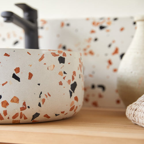Tikamoon Ronde waskom van bruin premium terrazzo ∅ 40 cm - Bruin