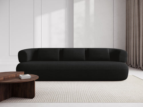 Micadoni Bank Jenny 4-zits, boucle, zwart - 90x226x73cm