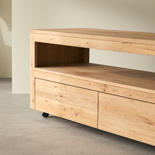Tikamoon Massief eiken met knoesten tv-meubel 180 cm - Naturel