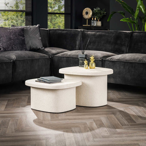 Giga Meubel Salontafel Stone Organic - Beige Marmer - Set van 2 - vtwonen shop