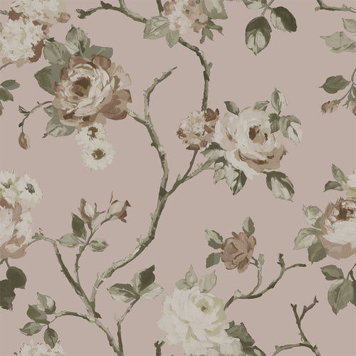 ESTAhome behang vintage bloemen oudroze - 53 cm x 10.05 m - 139407