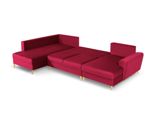 Cosmopolitan Design Links panoramische slaapbank met opbergdoos Kyoto 7-zits, flueel, rood - 194x313x88cm