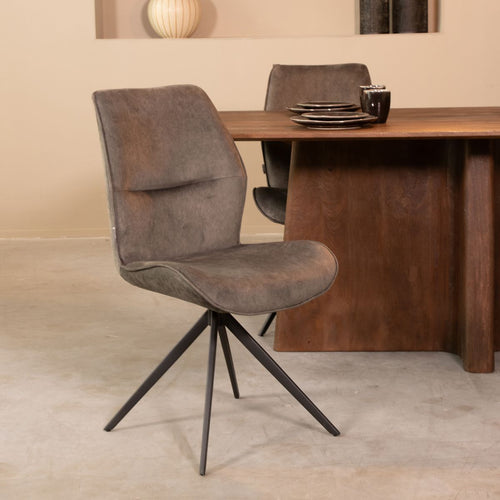 LABEL51 Eetkamerstoel Comfy - Antraciet Stof - Zithoogte 47cm - Set van 2 - vtwonen shop