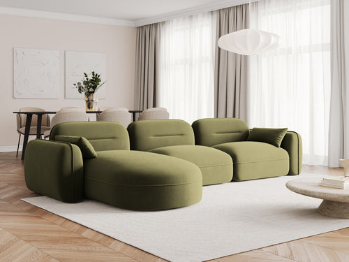 Cosmopolitan Design Modulaire hoekbank links Sydney 4-zits, flueel, lichtgroen - 165x320x70cm