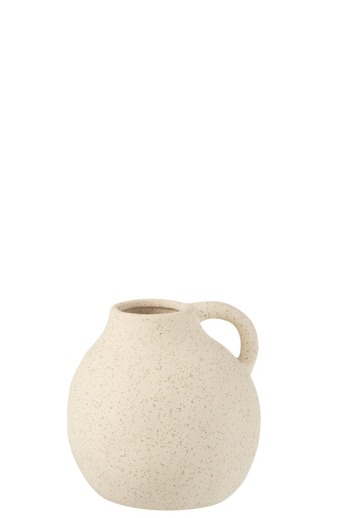 J-Line vaas Kruik - keramiek - beige - small - Ø 14.5 cm