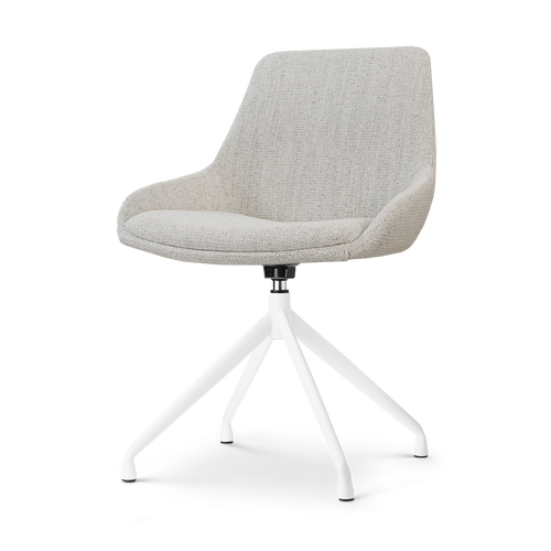 Nolon Nola-Isa Eetkamerstoel Beige Gemêleerd - Draaibaar Wit Onderstel