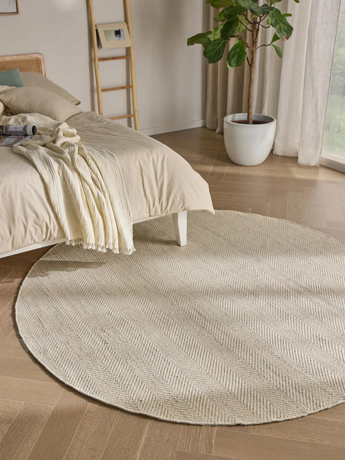 benuta wollen vloerkleed Lars - crème - ø 250 cm