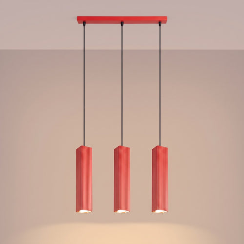 Sollux Lighting Hanglamp RAYO 3L rood - 45x6x98cm