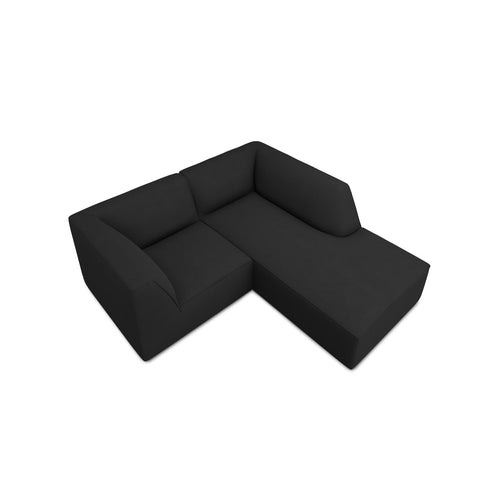 Cosmopolitan Design - Modulaire hoekbank rechts Siena 3-zits, structurele stof zwart - 180x186x69cm