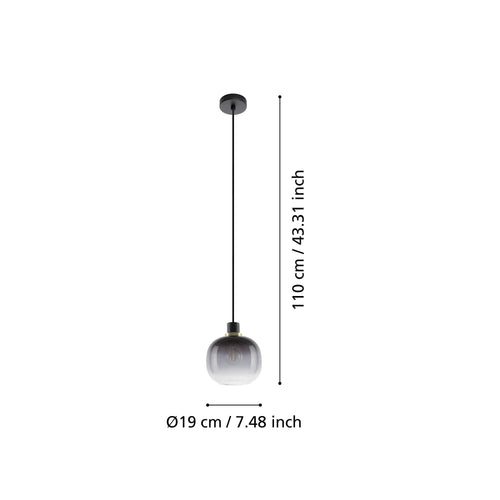 EGLO hanglamp Oilella - e27 - 19 cm - zwart/geelkoper