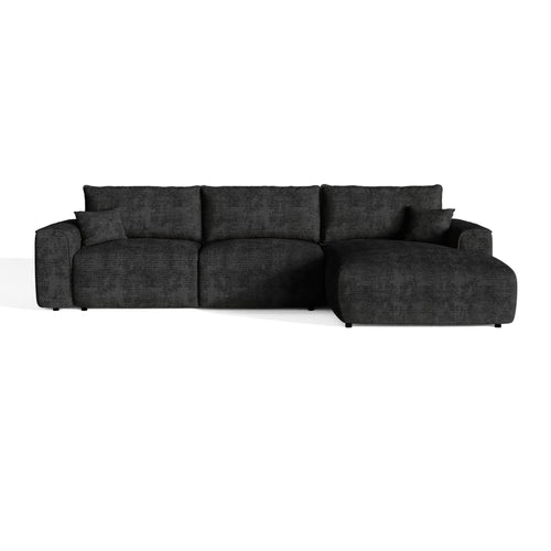 Premium Interiors - Rechthoekige hoekbank met snelle slaapfunctie COMO - corduroy zwart 300cm
