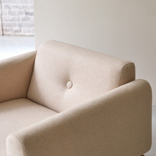 Tikamoon Fauteuil van massief eiken en ecru wol - Beige