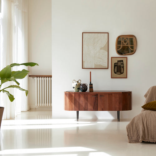 Tikamoon Massief palissander en marmeren tv-meubel 130 cm - Bruin