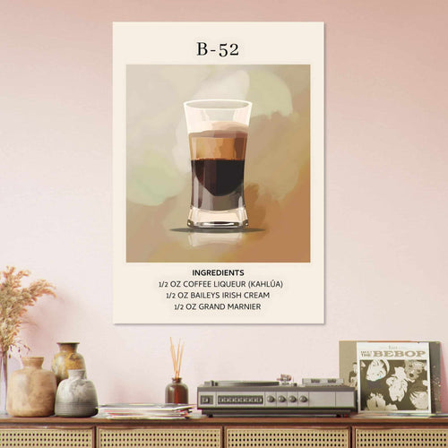 Artfulprints Poster met Lijst B-52 cocktail - Ingrediënten   - 30x40 cm - Bruin