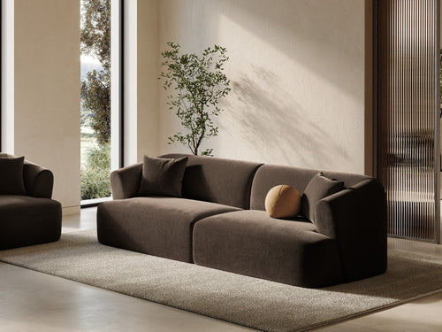 Cosmopolitan Design Modulaire bank Campi 4-zits, flueel chocolade - 90x255x70cm