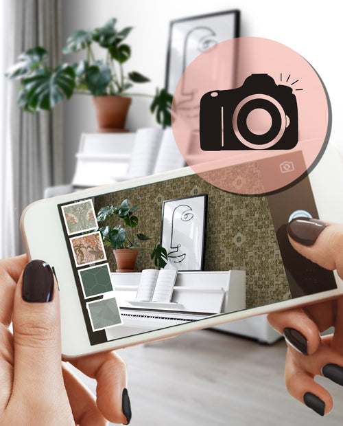 ESTAhome behang oosters kelim tapijt vergrijsd olijfgroen - 50 x 900 cm - 131359 - vtwonen shop