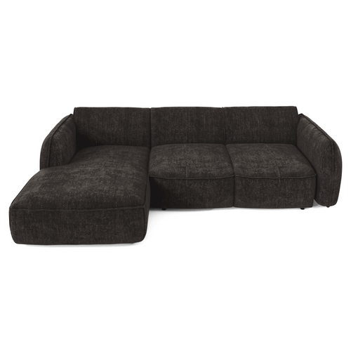 Sia Home - Linkshoekbank met slaapfunctie LIVIA - geweven fluweel donker antraciet 274cm