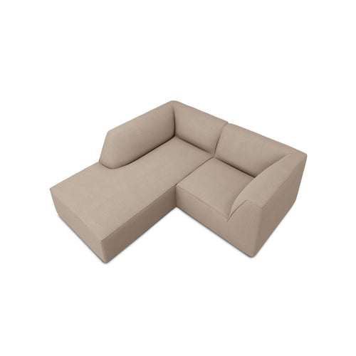 Cosmopolitan Design - Modulaire hoekbank links Siena 3-zits, structurele stof donkerbeige - 180x186x69cm