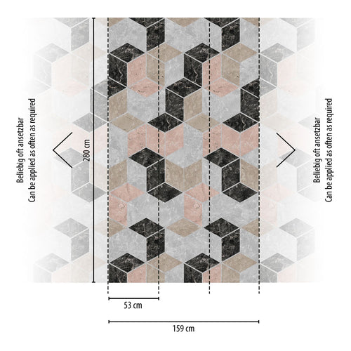 Livingwalls fotobehang grafisch motief grijs, beige, zwart en roze - 159 x 280 cm - AS-393191 - vtwonen shop